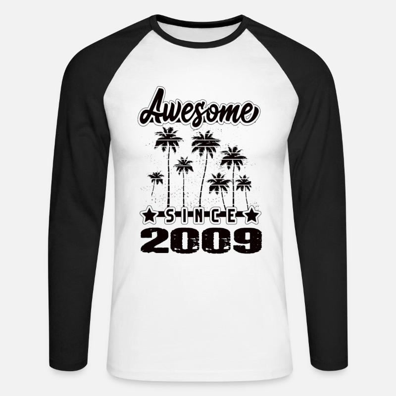 Awesome Since 2009 - Unisex Baseballshirt langarm - Weiß/Schwarz