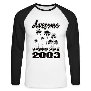 Awesome Since 2003 - Unisex Long Sleeve Baseball T-Shirt - white/black - Front - Nik (191cm)