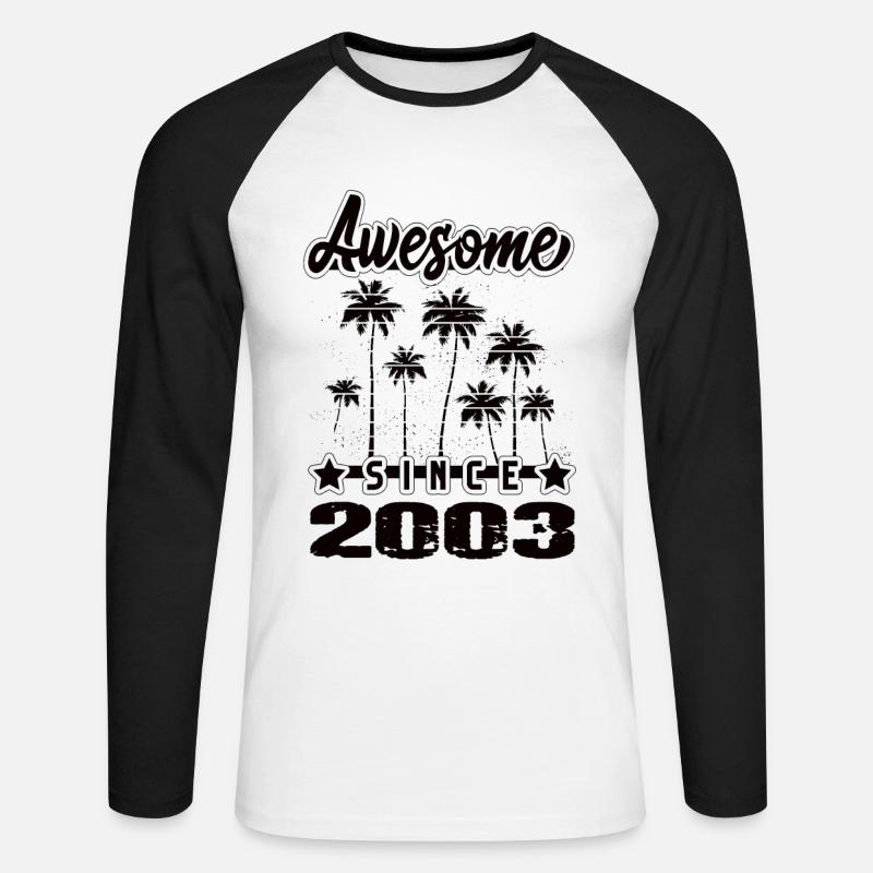 Awesome Since 2003 - Unisex Baseballshirt langarm - Weiß/Schwarz