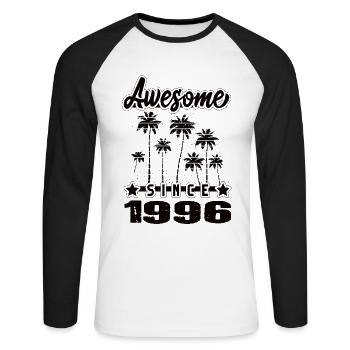 Awesome Since 1996 - Unisex Long Sleeve Baseball T-Shirt - white/black - Front - Nik (191cm)