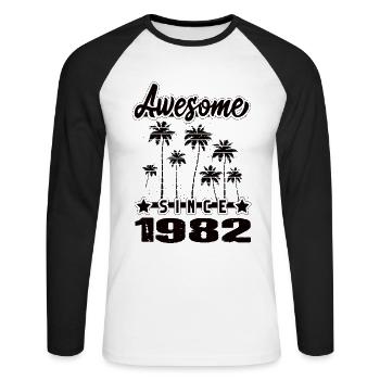 Génial depuis 1982 - T-shirt baseball manches longues Homme - blanc/noir - Devant - Nik (191cm)