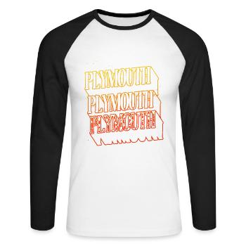 Plymouth England UK Stadt Skyline Heimat Schrift - Unisex Baseballshirt langarm - Weiß/Schwarz - Vorne - Nik (191cm)