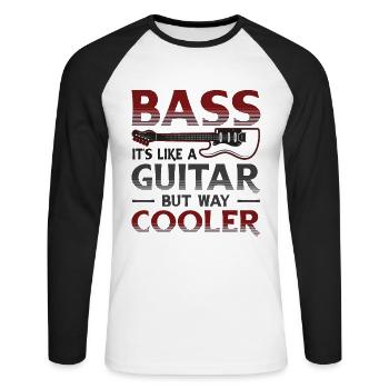 Basse C’est comme une guitare mais une guitare basse cool - T-shirt baseball manches longues Homme - blanc/noir - Devant - Nik (191cm)