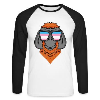 Transgender Transsexuell Urangutan Geschenk - Unisex Baseballshirt langarm - Weiß/Schwarz - Vorne - Nik (191cm)