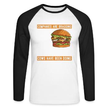 Les vaches ont toujours fait cela pour les hamburgers - T-shirt baseball manches longues Homme - blanc/noir - Devant - Nik (191cm)