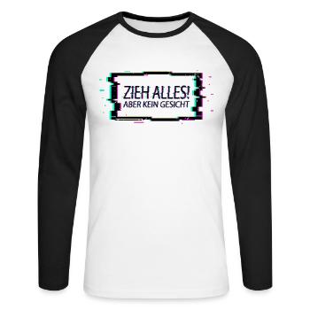Techno Musik - Unisex Baseballshirt langarm - Weiß/Schwarz - Vorne - Nik (191cm)