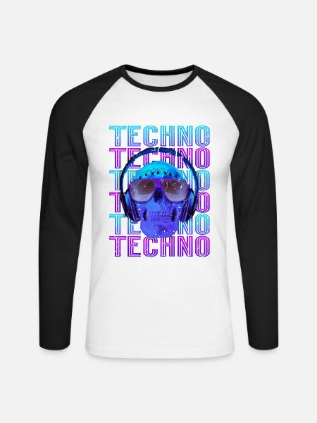 Techno Musik - Unisex Baseballshirt langarm - Weiß/Schwarz