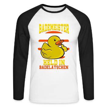 Rettungsschwimmer Bademeister - Unisex Baseballshirt langarm - Weiß/Schwarz - Vorne - Nik (191cm)