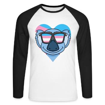 Transgender Transsexuell Koala Geschenk - Unisex Baseballshirt langarm - Weiß/Schwarz - Vorne - Nik (191cm)