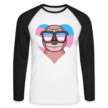 Transgender Transsexuell Faultier Geschenk - Unisex Baseballshirt langarm - Weiß/Schwarz - Vorne - Nik (191cm)