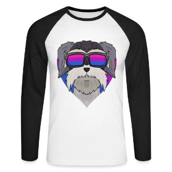 Chien Schnauzer - T-shirt baseball manches longues Homme - blanc/noir - Devant - Nik (191cm)