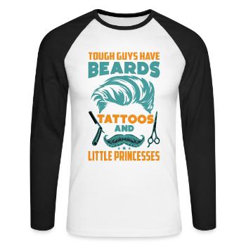 Les durs à cuire ont des tatouages de barbe - Drôle - T-shirt baseball manches longues Homme - blanc/noir - Devant - Nik (191cm)