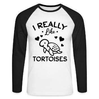 Amoureux des tortues Tortue douce que j’aime - T-shirt baseball manches longues Homme - blanc/noir - Devant - Nik (191cm)
