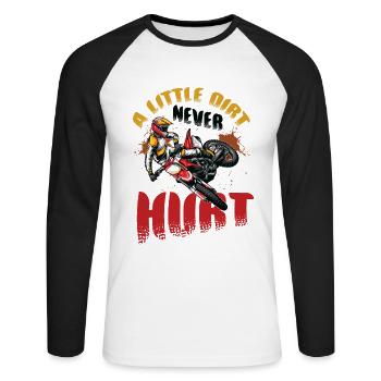 Un peu de saleté ne fait pas mal, le motocross. - T-shirt baseball manches longues Homme - blanc/noir - Devant - Nik (191cm)