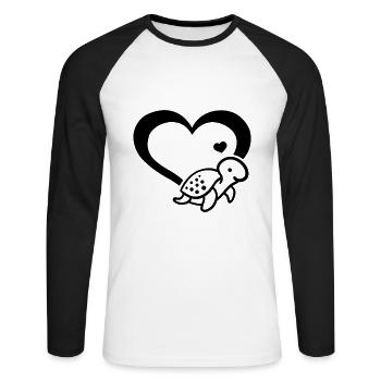 Turtle Hearts Sweet Turtle Lovers Sweetness - Unisex Long Sleeve Baseball T-Shirt - white/black - Front - Nik (191cm)