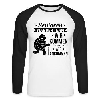 Pensionisten Wander Team Senioren Wander Team - Unisex Baseballshirt langarm - Weiß/Schwarz - Vorne - Nik (191cm)