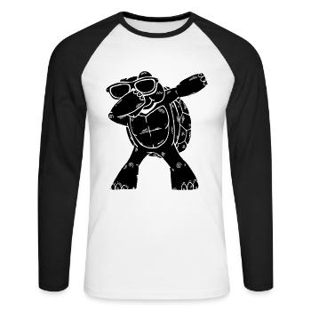 Dabbing Turtle Sea Turtle Lover Un cool - T-shirt baseball manches longues Homme - blanc/noir - Devant - Nik (191cm)
