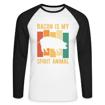 Speck Geist Tier Frühstück Speck Liebhaber Fleisch - Unisex Baseballshirt langarm - Weiß/Schwarz - Vorne - Nik (191cm)