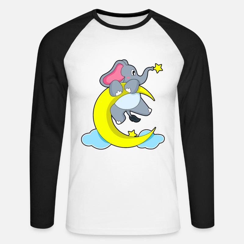 Elephant on clouds - Unisex Long Sleeve Baseball T-Shirt - white/black