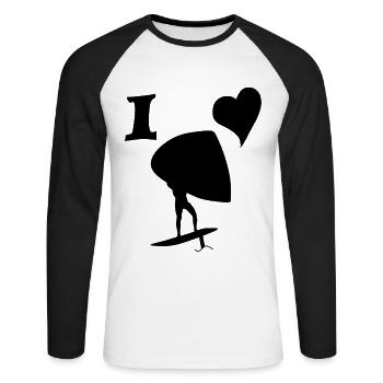 I love Wingfoils - Unisex Long Sleeve Baseball T-Shirt - white/black - Front - Nik (191cm)