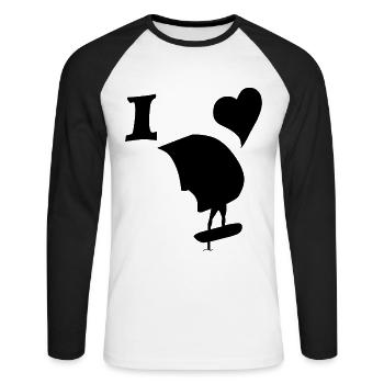 Love for wingfoilen - Unisex Long Sleeve Baseball T-Shirt - white/black - Front - Nik (191cm)
