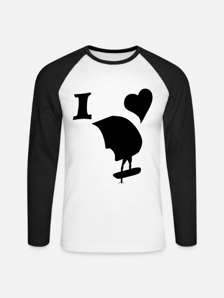 Love for wingfoilen - Unisex Long Sleeve Baseball T-Shirt - white/black