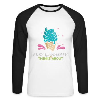 Je me demande si Ice Cream for Frozen et moi - T-shirt baseball manches longues Homme - blanc/noir - Devant - Nik (191cm)