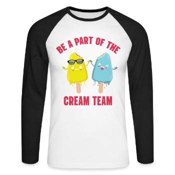 Faites partie de l’équipe Cream For Frozen - T-shirt baseball manches longues Homme - blanc/noir - Devant - Nik (191cm)