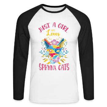 Just One Girl, The Sphynx Cats For - Unisex Long Sleeve Baseball T-Shirt - white/black - Front - Nik (191cm)