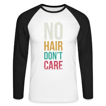 No hair is not interested in - Unisex Long Sleeve Baseball T-Shirt - white/black - Front - Nik (191cm)