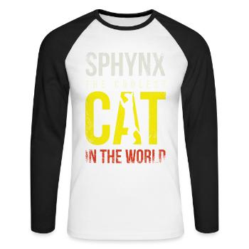 Sphynx Die Coolste Katze Der Welt Für Sphynx Cat - Unisex Baseballshirt langarm - Weiß/Schwarz - Vorne - Nik (191cm)