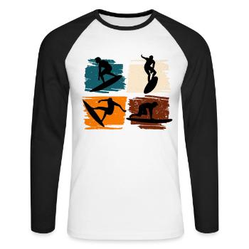 Surfing Surf Surfer - Unisex Long Sleeve Baseball T-Shirt - white/black - Front - Nik (191cm)