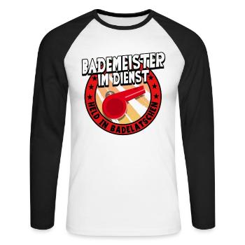 Rettungsschwimmer Bademeister - Unisex Baseballshirt langarm - Weiß/Schwarz - Vorne - Nik (191cm)