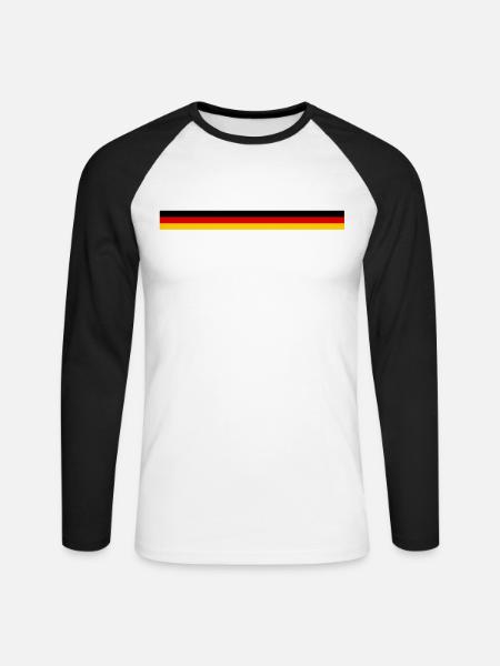 Deutschland Flagge Germany Deutsche Fahne Deutsch - Unisex Baseballshirt langarm - Weiß/Schwarz
