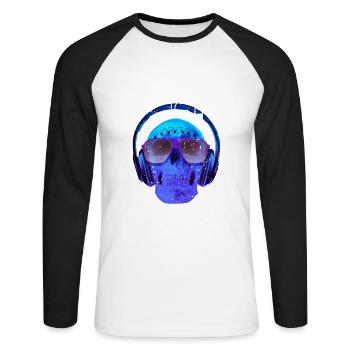 Musique techno - T-shirt baseball manches longues Homme - blanc/noir - Devant - Nik (191cm)