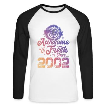 2002 génial frais - T-shirt baseball manches longues Homme - blanc/noir - Devant - Nik (191cm)