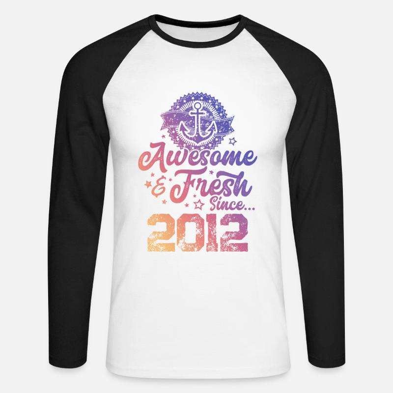 2012 awesome fresh - Unisex Baseballshirt langarm - Weiß/Schwarz