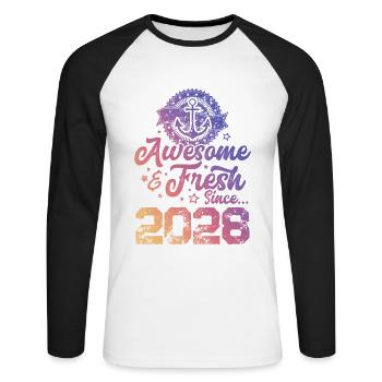 2028 awesome fresh - Unisex Baseballshirt langarm - Weiß/Schwarz - Vorne - Nik (191cm)