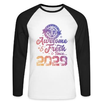 2029 awesome fresh - Unisex Long Sleeve Baseball T-Shirt - white/black - Front - Nik (191cm)