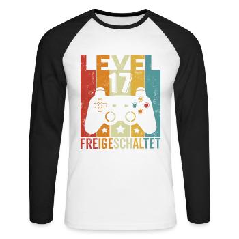 Level 17 Freigeschaltet Geburtstag Junge Mädchen - Unisex Baseballshirt langarm - Weiß/Schwarz - Vorne - Nik (191cm)