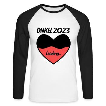 Onkel 2023 herz loading - Unisex Baseballshirt langarm - Weiß/Schwarz - Vorne - Nik (191cm)