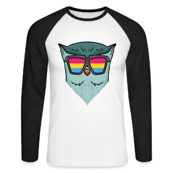 Pansexuell Eule - Eule mit Brille - Unisex Baseballshirt langarm - Weiß/Schwarz - Vorne - Nik (191cm)