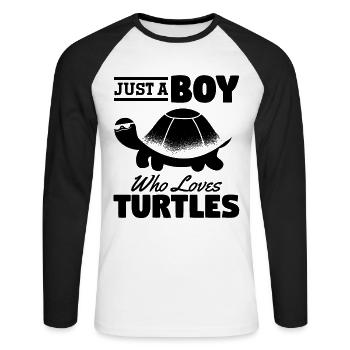 Just a boy who loves turtles - Unisex Long Sleeve Baseball T-Shirt - white/black - Front - Nik (191cm)