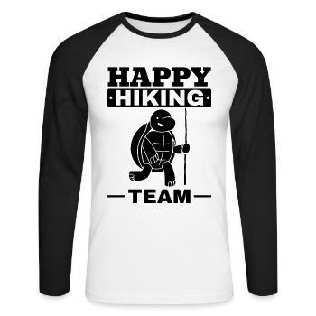 Happy Hiking Team Outdoor Hiking Turtle - Unisex Long Sleeve Baseball T-Shirt - white/black - Front - Nik (191cm)
