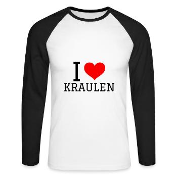 Swimming Saying Funny I Love Crawling - Unisex Long Sleeve Baseball T-Shirt - white/black - Front - Nik (191cm)