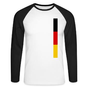 Germany Flag Germany German Flag German - Unisex Long Sleeve Baseball T-Shirt - white/black - Front - Nik (191cm)