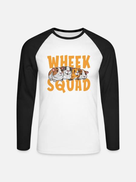 Wheek Squad Meerschweinchen Nagetierliebhaber - Unisex Baseballshirt langarm - Weiß/Schwarz