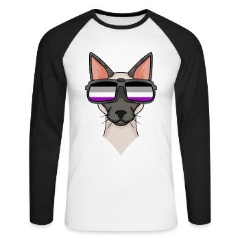 Asexuel Lgbt Siamese Chat Chat Asexualité - T-shirt baseball manches longues Homme - blanc/noir - Devant - Nik (191cm)