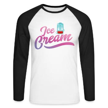 Besoin de crème glacée pour frozen sweet fan - T-shirt baseball manches longues Homme - blanc/noir - Devant - Nik (191cm)