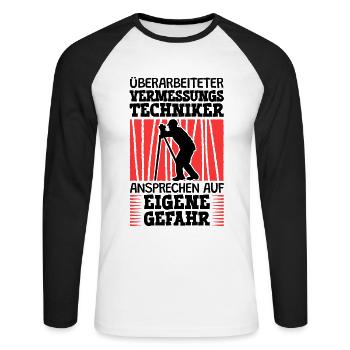 Überarbeiteter Vermessungstechniker Vermesser - Unisex Baseballshirt langarm - Weiß/Schwarz - Vorne - Nik (191cm)